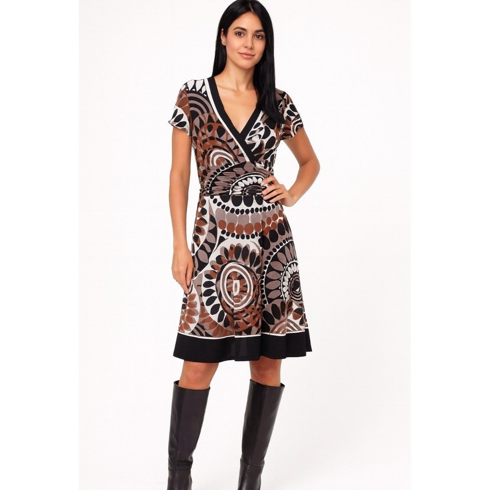 Y2K Sandra Darren Babydoll Dress Womens 10 Abstract Geometric Fall